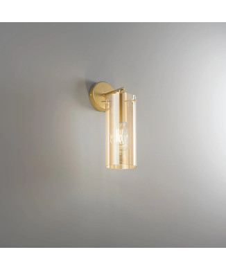 LUMINÁRIA DE PAREDE MÁGICA DOURADA/ÂMBAR 1XE27 15,5X15,5X30X3CM