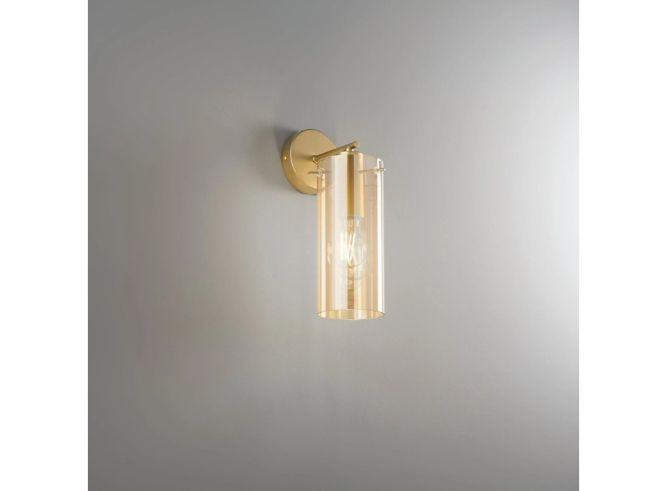 LUMINÁRIA DE PAREDE MÁGICA DOURADA/ÂMBAR 1XE27 15,5X15,5X30X3CM