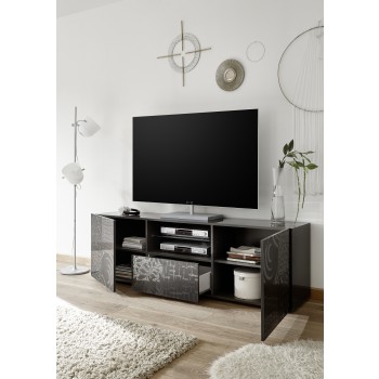 Móvel para TV MIRO com 2 portas e 1 gaveta, 181x57x43 cm, preto
