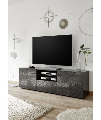 Móvel para TV MIRO com 2 portas e 1 gaveta, 181x57x43 cm, preto