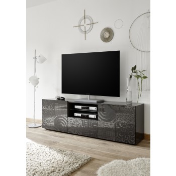 Móvel para TV MIRO com 2 portas e 1 gaveta, 181x57x43 cm, preto