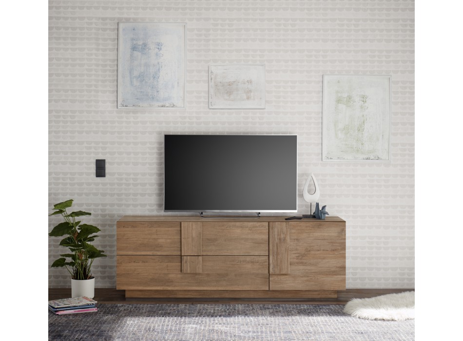 Móvel para TV JUPITER, 182x44x63 cm, com 2 gavetas e 1 porta, na cor nogueira.