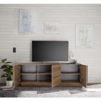 Móvel para TV JUPITER com 3 portas, 182x44x63 cm, cor nogueira.