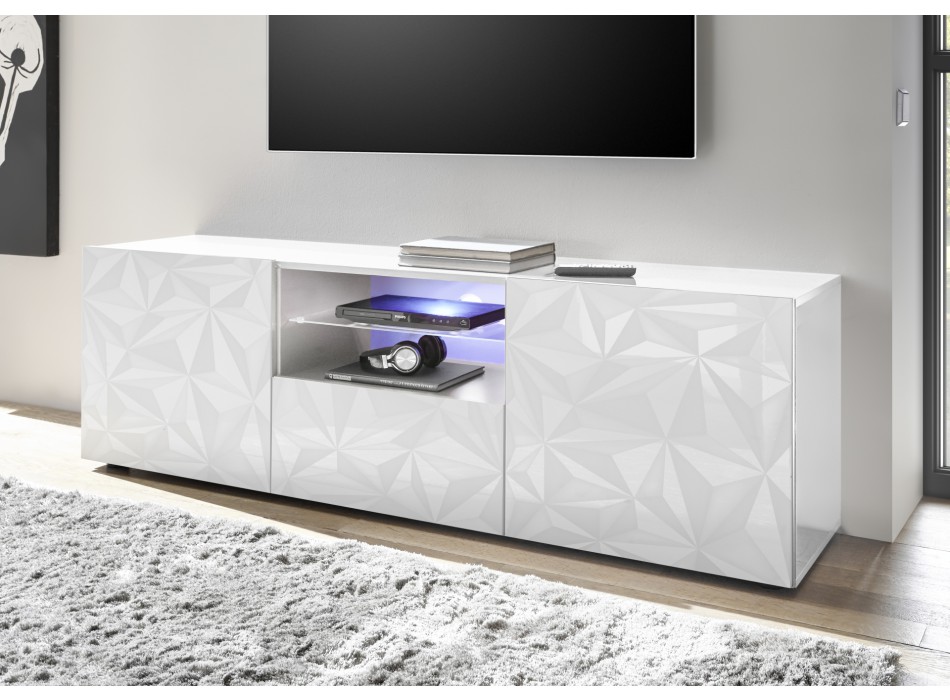Móvel para TV PRISMA com 2 portas e 1 gaveta, cor branca.