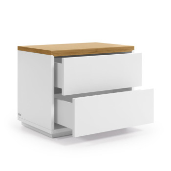 Mesa de cabeceira Abilen, folheado de carvalho e laca branca, 53 x 44 cm, FSC 100%