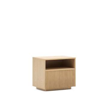 Mesa de cabeceira Helvine com 1 gaveta, folheado de carvalho, 60 x 52 cm, FSC 100%