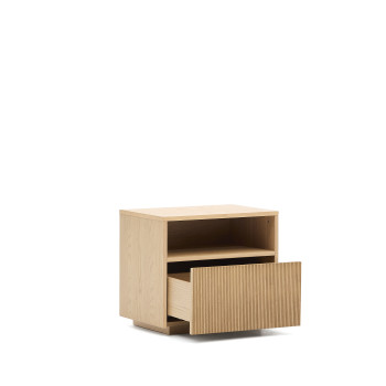 Mesa de cabeceira Helvine com 1 gaveta, folheado de carvalho, 60 x 52 cm, FSC 100%