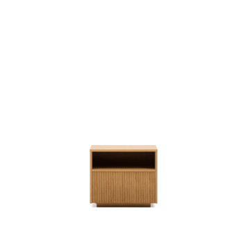 Mesa de cabeceira Helvine com 1 gaveta, folheado de carvalho, 60 x 52 cm, FSC 100%