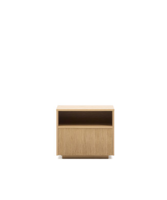 Mesa de cabeceira Helvine com 1 gaveta, folheado de carvalho, 60 x 52 cm, FSC 100%