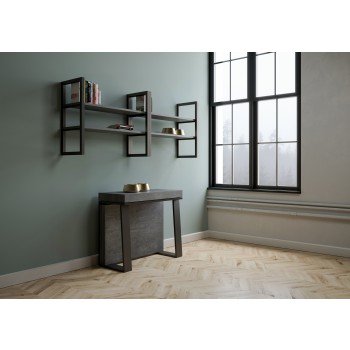 Mesa de consola Asia com estrutura em antracite - Mesa de consola extensível 90x40/288 cm Asia em freixo branco com estrutura em antracite