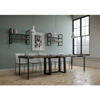 Mesa de consola Asia com estrutura em antracite - Mesa de consola extensível 90x40/288 cm Asia em freixo branco com estrutura em antracite