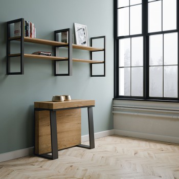 Mesa de consola Asia com estrutura em antracite - Mesa de consola extensível 90x40/288 cm Asia em freixo branco com estrutura em antracite