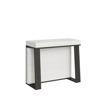 Mesa de consola Asia com estrutura em antracite - Mesa de consola extensível 90x40/288 cm Asia em freixo branco com estrutura em antracite