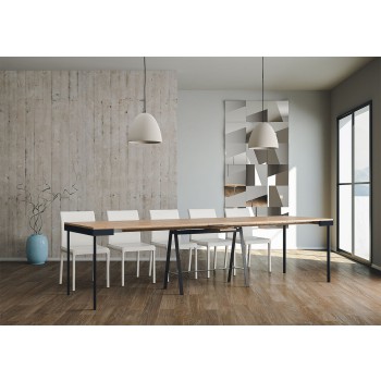 Console Banco Evolution com estrutura antracite - Console extensível 90x40/300 cm Banco Evolution em carvalho natural com estrutura antracite
