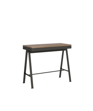 Console Banco Evolution com estrutura antracite - Console extensível 90x40/300 cm Banco Evolution em carvalho natural com estrutura antracite