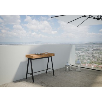 Mesa de consola Banco com estrutura em antracite - Mesa de consola extensível 90x40/190 cm. Mesa pequena Banco em abeto tingido com estrutura em antracite.