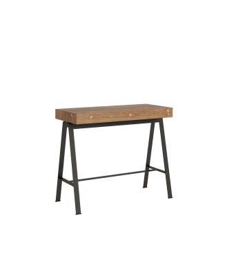 Mesa de consola Banco com estrutura em antracite - Mesa de consola extensível 90x40/190 cm Banco Pequena em abeto tingido com estrutura em antracite
