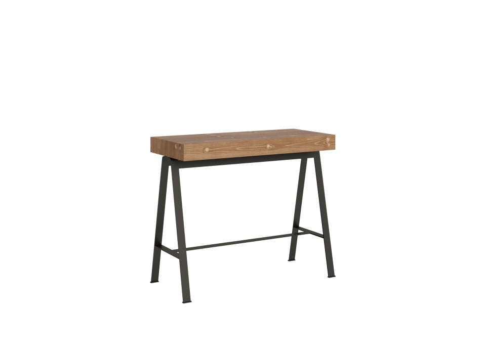 Mesa de consola Banco com estrutura em antracite - Mesa de consola extensível 90x40/190 cm Banco Pequena em abeto tingido com estrutura em antracite