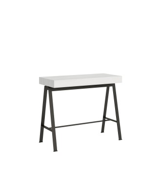 Mesa de consola com estrutura em antracite - Mesa de consola extensível 90x40/300 cm com tampo em freixo branco e estrutura em antracite
