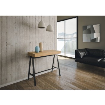 Mesa de consola Banco com estrutura em antracite - Mesa de consola extensível 90x40/300 cm Banco Premium Oak Nature com estrutura em antracite