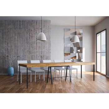 Mesa de consola Banco com estrutura em antracite - Mesa de consola extensível 90x40/300 cm Banco Premium Oak Nature com estrutura em antracite