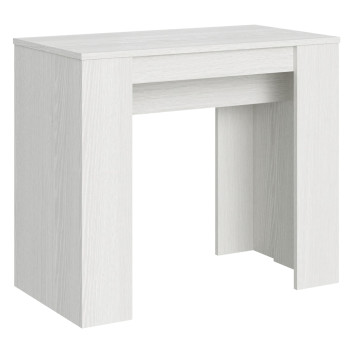 Mesa de console básica - Mesa de console extensível 90x48/204 cm, modelo pequeno, cor branca freixo