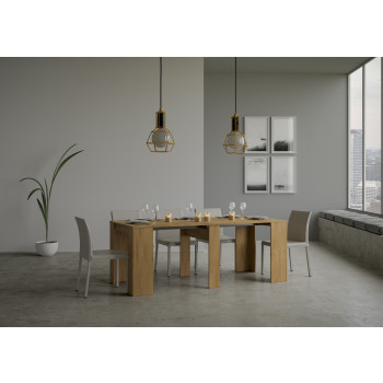 Mesa de console básica - Mesa de console extensível 90x48/204 cm, modelo pequeno, cor branca freixo
