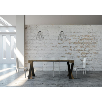 Mesa de consola Diago com pés em antracite - Mesa de consola extensível pequena Diago 90x40/196 cm com pés em freixo branco e antracite