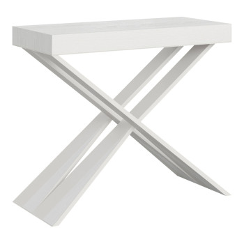 Mesa de consola Diago com pés brancos - Mesa de consola extensível pequena Diago 90x40/196 cm com pés em freixo branco
