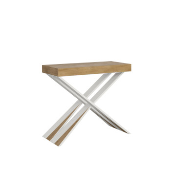 Mesa de consola Diago com pés brancos - Mesa de consola extensível pequena Diago 90x40/196 cm com pés em freixo branco