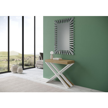 Mesa de consola Diago com pés brancos - Mesa de consola extensível pequena Diago 90x40/196 cm com pés em freixo branco