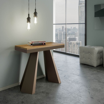 Mesa de consola Diamante Evolution com pés e estrutura em carvalho natural - Mesa de consola extensível 90x40/300 cm Diamante Evolution com estrutura em carvalho natural e pés em carvalho natural