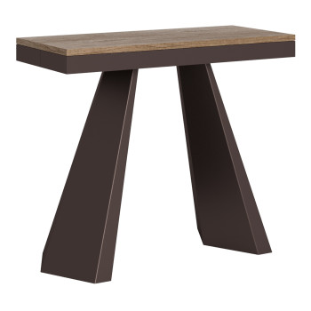 Mesa de consola Diamante Evolution com pés e estrutura em carvalho natural - Mesa de consola extensível 90x40/300 cm Diamante Evolution com estrutura em carvalho natural e pés em carvalho natural