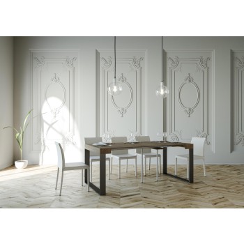 Mesa de consola Elettra com estrutura em antracite - Mesa de consola extensível 90x40/196 cm Elettra Pequena em Freixo Branco com estrutura em antracite