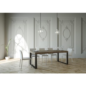 Mesa de consola Elettra com estrutura em antracite - Mesa de consola extensível 90x40/196 cm Elettra Pequena Premium em Carvalho Natural com estrutura em antracite