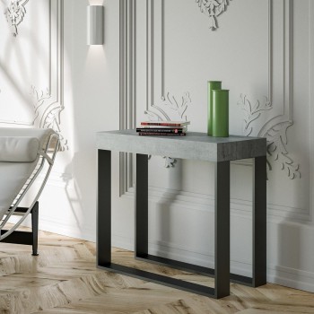 Mesa de consola Elettra com estrutura em antracite - Mesa de consola extensível 90x40/196 cm Elettra Pequena Premium em Carvalho Natural com estrutura em antracite