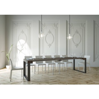 Mesa de consola Elettra com estrutura em antracite - Mesa de consola extensível 90x40/300 cm Elettra em freixo branco com estrutura em antracite