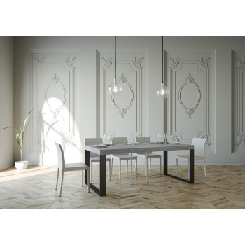 Mesa de consola Elettra com estrutura em antracite - Mesa de consola extensível 90x40/300 cm Elettra Premium em Carvalho Natural com estrutura em antracite