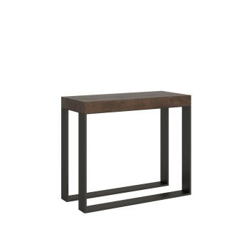 Mesa de consola Elettra com estrutura em antracite - Mesa de consola extensível 90x40/300 cm Elettra Premium em Carvalho Natural com estrutura em antracite