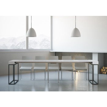 Mesa de consola Epoca com estrutura em antracite - Mesa de consola extensível 90x40/300 cm Epoca em freixo branco com estrutura em antracite