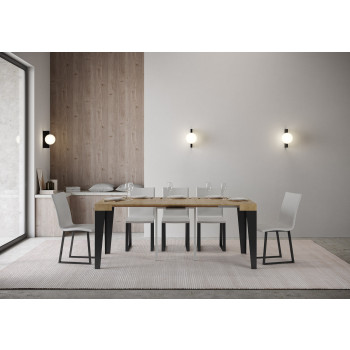 Mesa de consola Flame com pés em antracite - Mesa de consola extensível pequena Flame 90x40/196 cm com pés em freixo branco e antracite