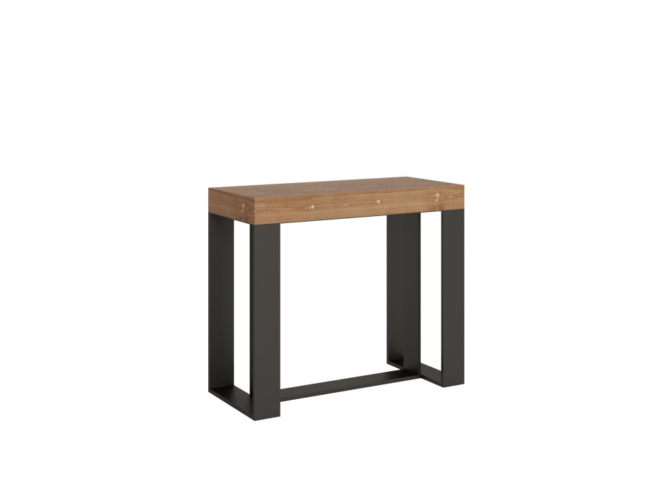 Mesa de consola Futura com estrutura em antracite - Mesa de consola extensível 90x40/190 cm Futura Pequena em abeto tingido com estrutura em antracite