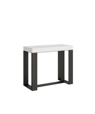 Mesa de consola Futura com estrutura em antracite - Mesa de consola extensível 90x40/196 cm Futura Small White Ash com estrutura em antracite