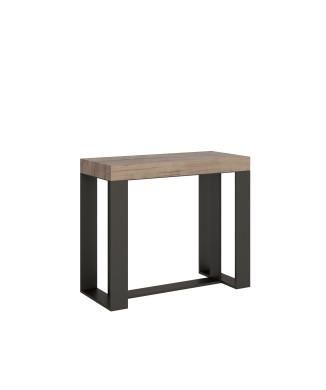Mesa de consola Futura com estrutura em antracite - Mesa de consola extensível 90x40/196 cm Futura Small Premium em carvalho natural com estrutura em antracite