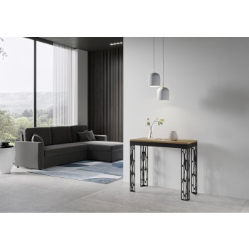 Mesa de consola Ghibli Evolution com estrutura em antracite - Mesa de consola extensível 90x40/300 cm Ghibli Evolution em freixo branco com estrutura em antracite