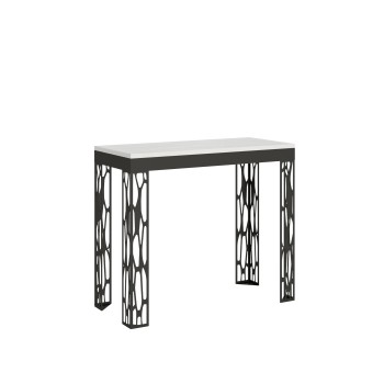 Mesa de consola Ghibli Evolution com estrutura em antracite - Mesa de consola extensível 90x40/300 cm Ghibli Evolution em freixo branco com estrutura em antracite