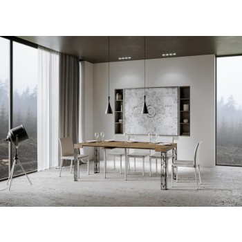 Mesa de consola Ghibli com estrutura em antracite - Mesa de consola extensível 90x40/196 cm Ghibli Pequena em Freixo Branco com estrutura em antracite