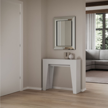 Mesa de consola estreita - Mesa de consola extensível 90x25/181 cm, freixo branco estreito