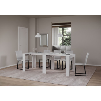 Mesa de consola estreita - Mesa de consola extensível 90x25/181 cm, freixo branco estreito