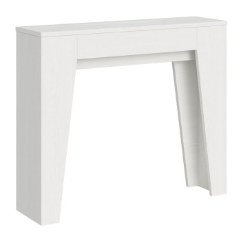 Mesa de consola estreita - Mesa de consola extensível 90x25/181 cm, freixo branco estreito